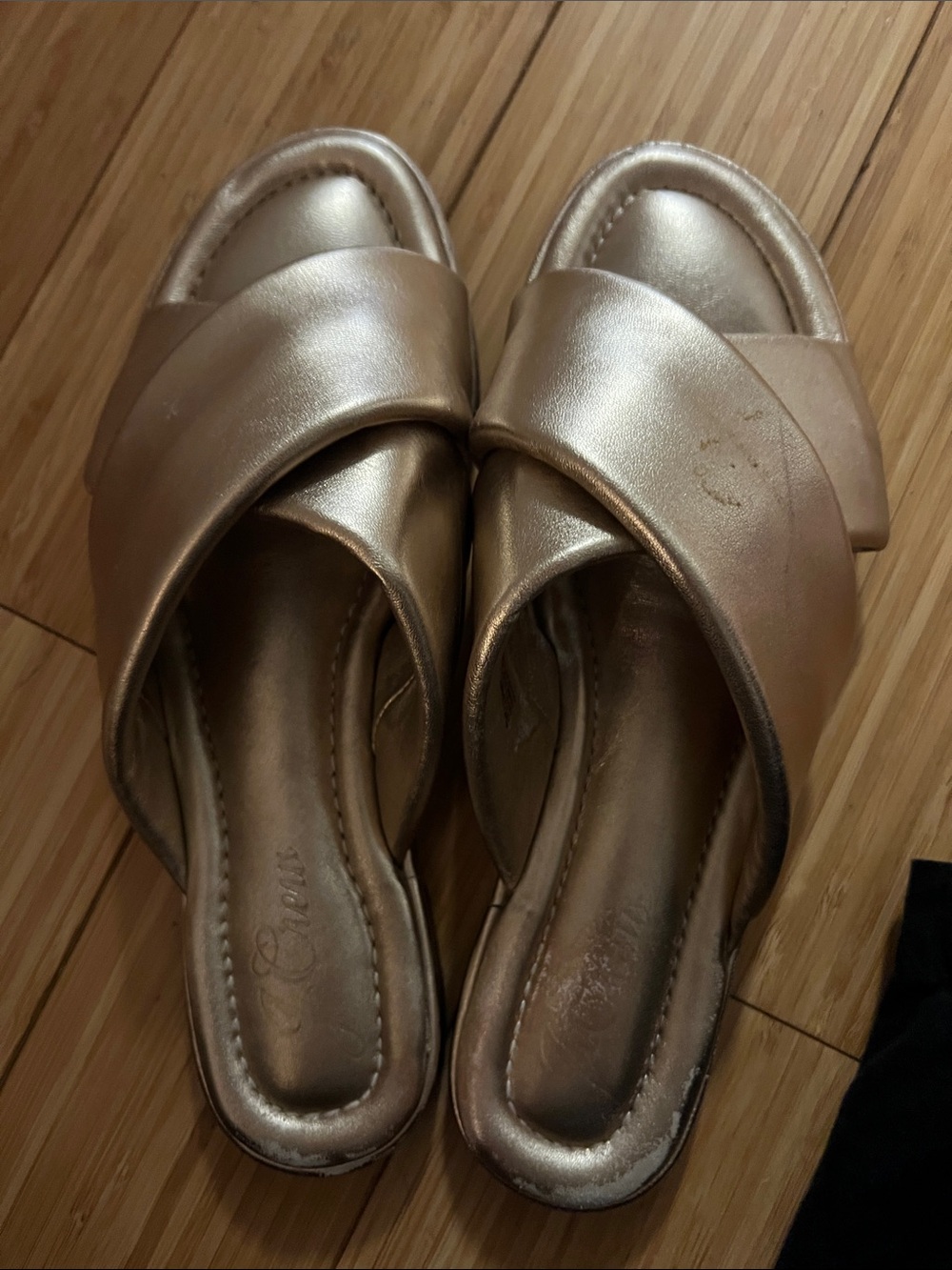J.Crew Women's Metallic Cross‑Band Slide Sandals - Gold